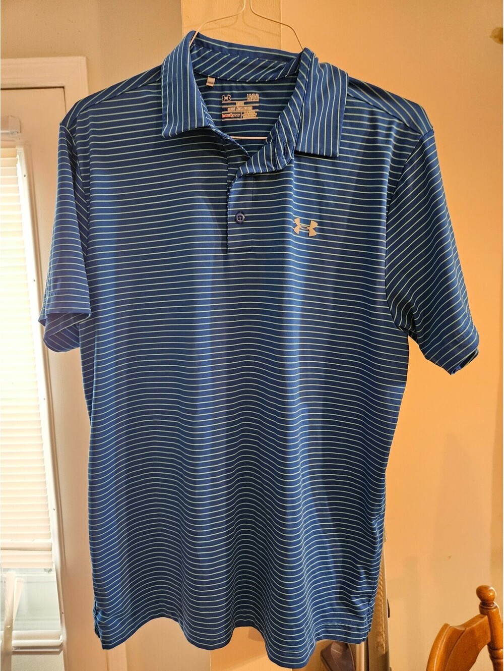 Under Armour Polo Shirt Mens XL HeatGear Loose Fit Striped Performance